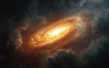 Hyper-realistic Galaxy with Black Hole Absorbing Light in Deep Space