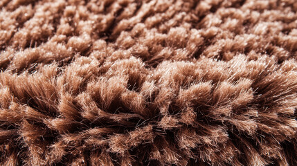 Close-up of brown shag carpet texture