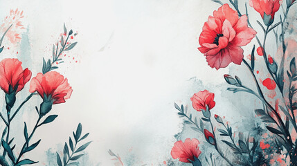 Elegant wedding invitation card background vector. Minimal hand painted watercolor botanical flowers texture template background. Design for wedding, vip cover, poster, rsvp moderncard.Valentine's Day