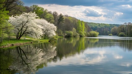 reflection of trees in water