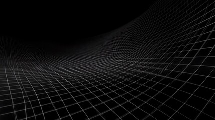 Naklejka premium Abstract Grid Pattern Waving Across Black Background