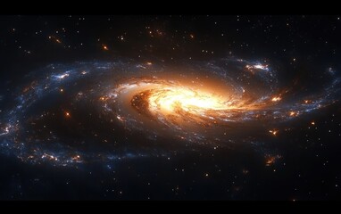 Obraz premium Stunning Vibrant Galaxy in Deep Space with Swirling Stars and Luminous Core