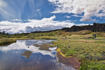 Thingvellir National Park Þingvellir, historic site, first parliament and national park UNESCO in...