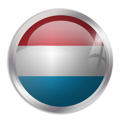 Luxembourg flag - glossy circle button displays a colorful flag representing a country cultural identity and heritage. The essence of national pride and unity.