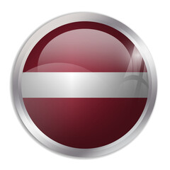 Latvia flag - glossy circle button displays a colorful flag representing a country cultural identity and heritage. The essence of national pride and unity.