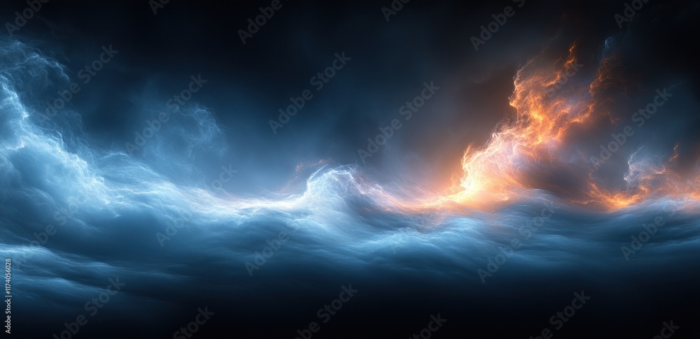 Aufkleber blue light beam gradient abstract background design with glowing texture effect and noise