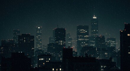 Obraz premium Dark City Skyline at Night