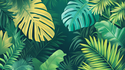 Vibrant green foliage in lush nature. Earthbound. Illustration