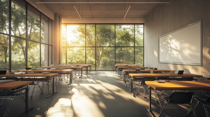 Bright Classroom with Natural Light and Modern Design