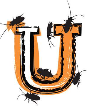 orange u with cockroaches clip art preview