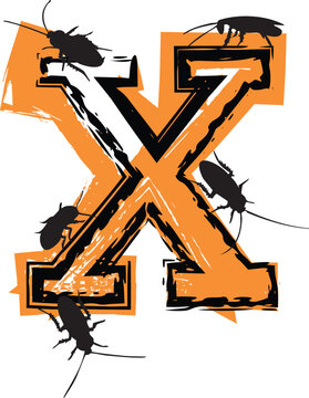 orange x with cockroaches clip art preview