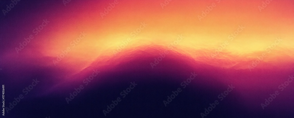 Poster abstract gradient background with orange yellow glow on dark purple texture for poster header design