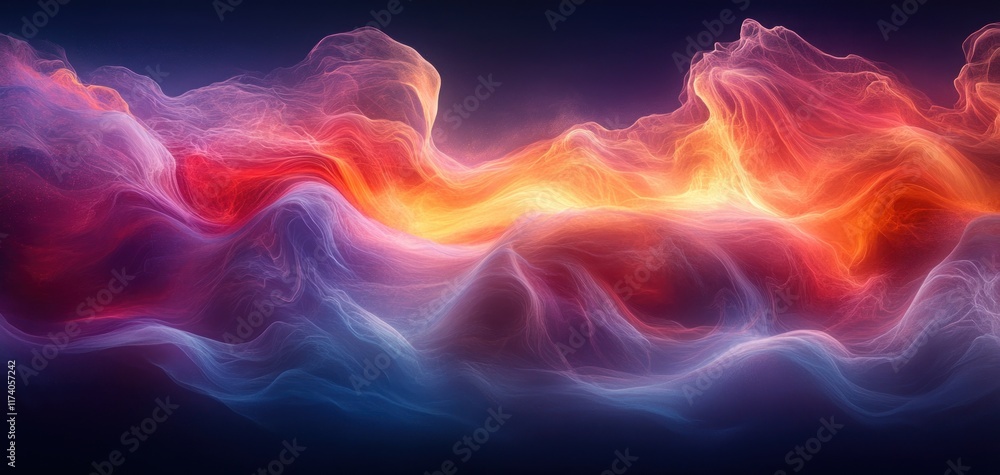 Aufkleber abstract gradient background vibrant colors blue pink yellow soft glowing wave dark backdrop noise t