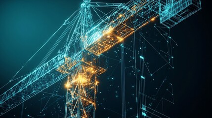 Abstract wireframe of a construction crane.