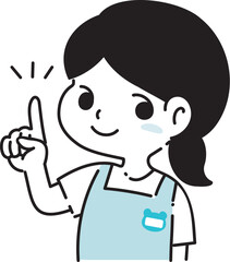 指を指す保育士女性のイラスト