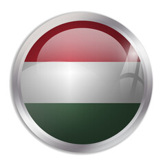 Hungary flag - glossy circle button displays a colorful flag representing a country cultural identity and heritage. The essence of national pride and unity.