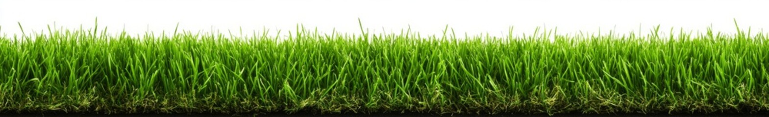 Obraz premium On a transparent background, a green grass border and the horizon of the green field are displayed