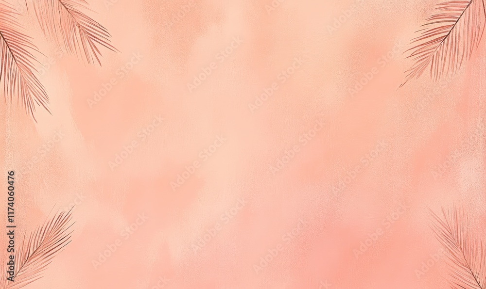 Poster soft shadows from palm leaves fall on a pink wall, setting the stage for a minimal abstract backgrou