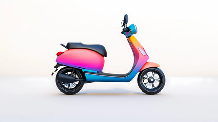 Obraz premium Electric Scooter in Vibrant Color on Pure White Background