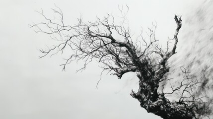 A Charcoal Sketch of a Barren Winter Tree