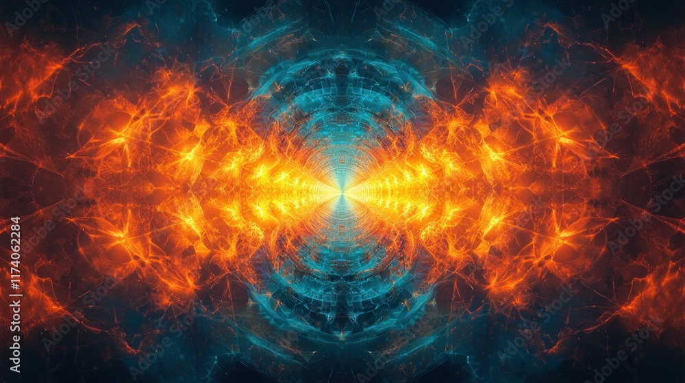 Aufkleber vibrant kaleidoscopic wave - colorful symmetrical radial pattern in 2d flat illustration design with