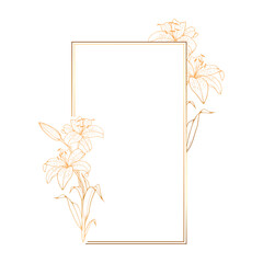 Obraz premium Minimalist Beautiful Gold Floral Frame for Modern Design