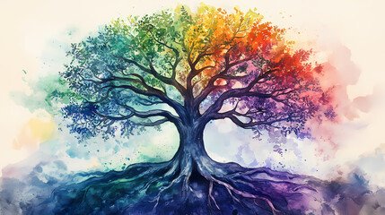 National tree week celebrating the vitality of trees vibrant tree of life watercolor for nature and environmental art designs. Earthbound. Illustration