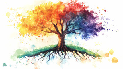 National tree week celebrating the vitality of trees vibrant tree of life watercolor for nature and environmental art designs. Earthbound. Illustration