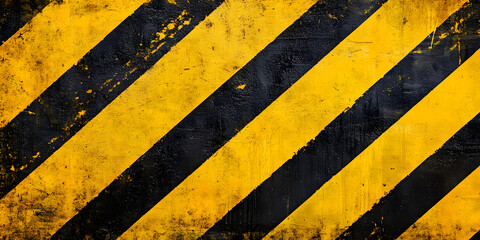 Grunge yellow and black diagonal stripes. Industrial warning background, warn caution, construction, safety