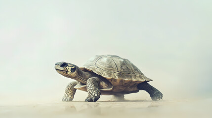 Primerplano de tortuga terrestre sobre un fondo limpio y aislado en blanco. Earthbound. Illustration