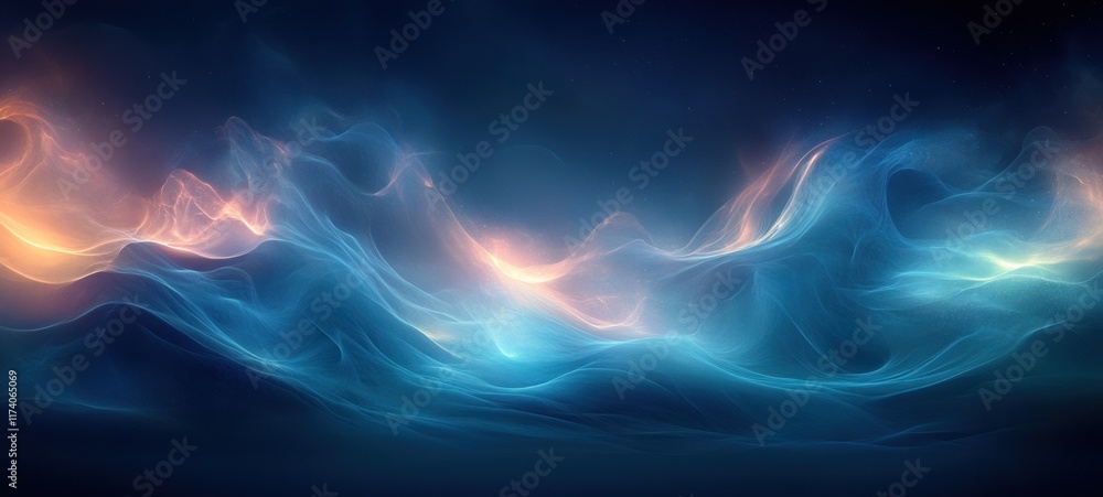 Aufkleber vibrant gradient abstract composition with deep blues and bright greens soft light background