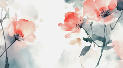 Elegant wedding invitation card background vector. Minimal hand painted watercolor botanical flowers texture template background. Design for wedding, vip cover, poster, rsvp moderncard.Valentine's Day
