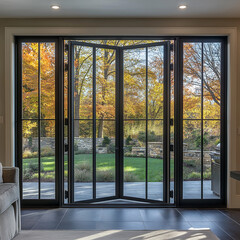 Fototapeta premium Innovative Revolving Triple-Section Prospect Window in Jet Black