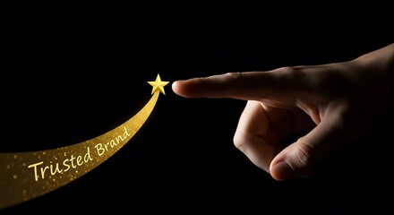 Trusted brand representation with glowing star and golden trail symbolizing premium quality and innovative branding in customer-centric design for excellence