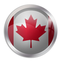 Canada flag - glossy circle button displays a colorful flag representing a country cultural identity and heritage. The essence of national pride and unity.