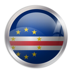 Obraz premium Cape Verde flag - glossy circle button displays a colorful flag representing a country cultural identity and heritage. The essence of national pride and unity.