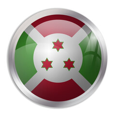 Burundi flag - glossy circle button displays a colorful flag representing a country cultural identity and heritage. The essence of national pride and unity.