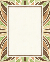 Modern Abstract Border Design with Paper Texture and Olive Garden Palette