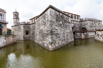 Cuba, Havana. The Castillo de la Real Force, Castle of the royal Force, borders the Western side of Plaza de Armas. UNESCO WORLD HERITAGE SITE. 2016-03-30