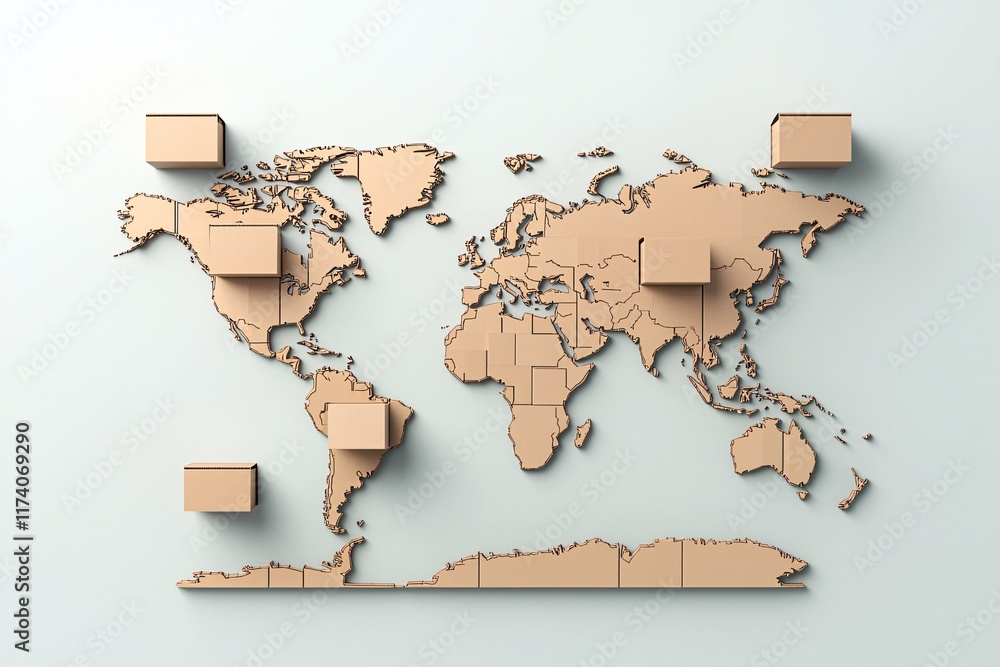 Poster explore the globe: a unique 3d cardboard view of the world with geometric box details and minimalist