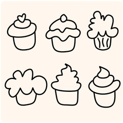 Cake doodle illustration with doodle style drawing