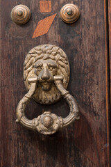 Cuba, Havana, building, animal head door knocker. 2016-03-25