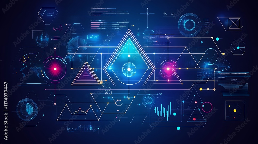 Poster abstract futuristic technology data interface visualization