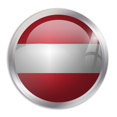 Austria flag - glossy circle button displays a colorful flag representing a country cultural identity and heritage. The essence of national pride and unity.