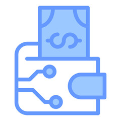 Digital Wallet Icon Line Blue Style