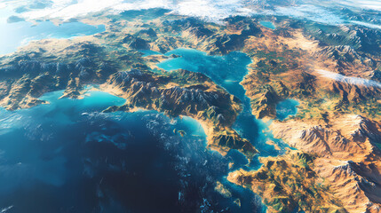 Earth view from space, showcasing natural beauty, detailed. Earthbound. Illustration