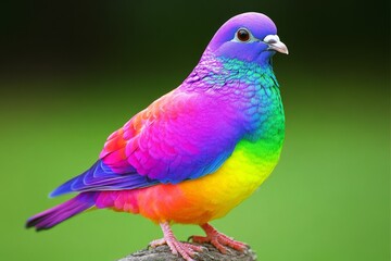 Fototapeta premium A vibrant, exotic bird perches in a lush tropical garden, bathed in sunlight