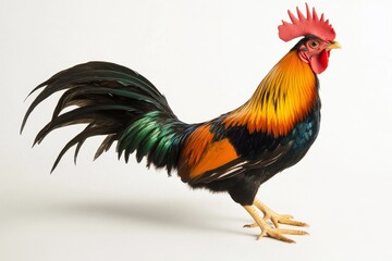 Fototapeta premium Beautifully colored chicken isolated on a white background