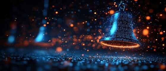 Digital Notification Icon with Binary Code for AI-Driven Event Scheduling and Personalized Alerts