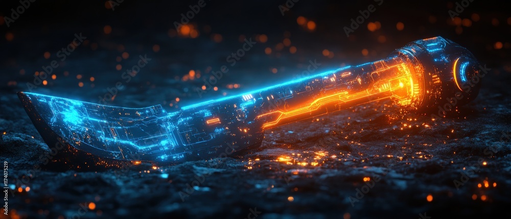 Aufkleber Futuristic Data Mining High-Tech Process Digital Art with Geometric Shapes and Circuitry
